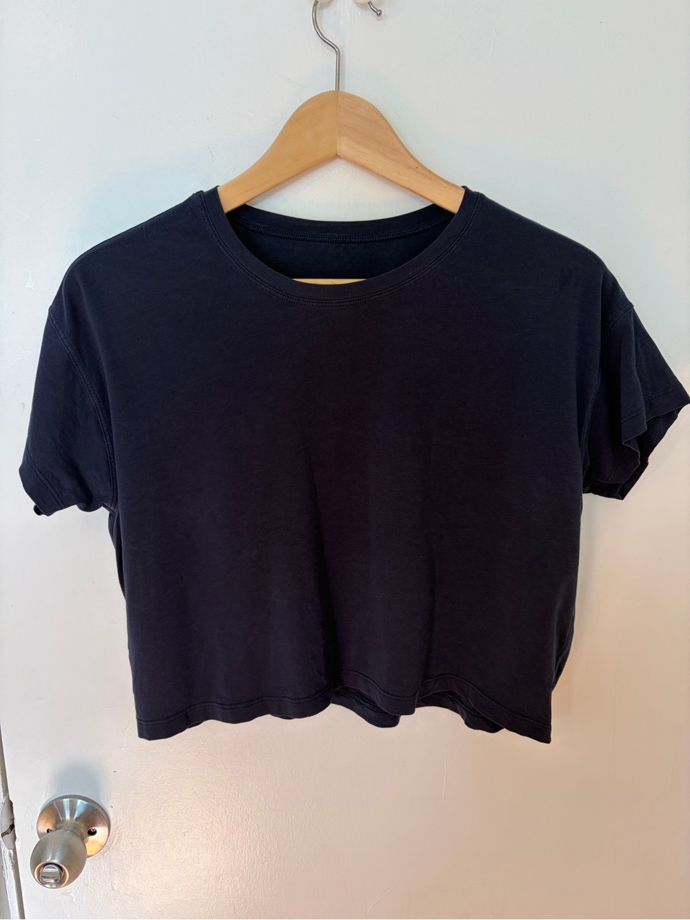 Lululemon Cropped Love Tee True Navy estimated size Medium P2P 20" cotton basics
